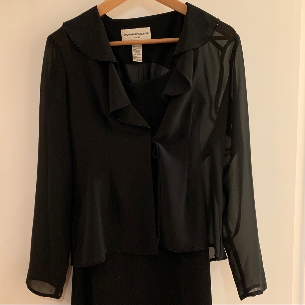 Evan Picone Black Midi Dress Size 8
